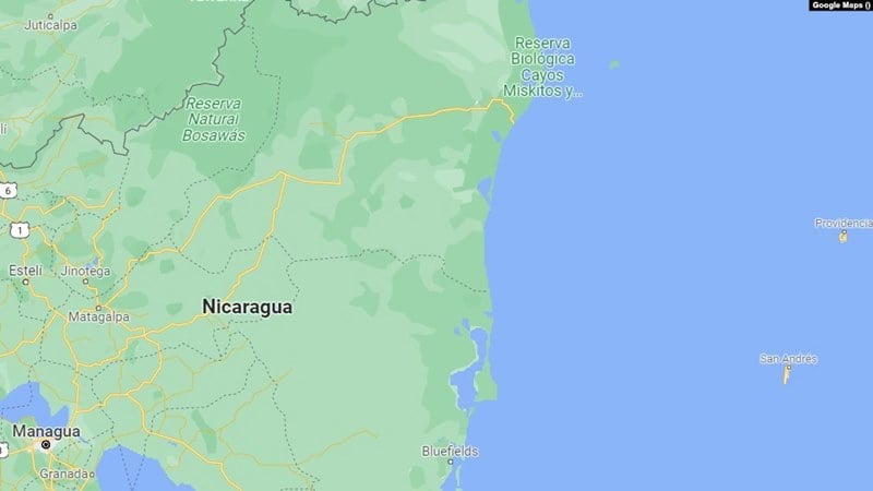 slas de San Andrés y Providencia en el Mar Caribe, fuera de las costas de Nicaragua. Captura de pantalla de Google Maps