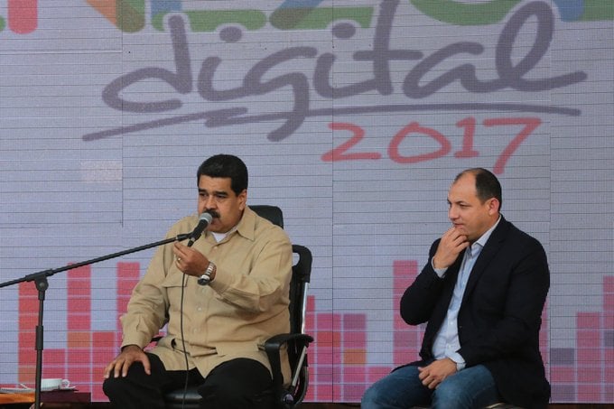 El presidente Maduro durante el acto de cierre de la Expo Venezuela Digital 2017 en el Teatro Teresa Carreño, Caracas