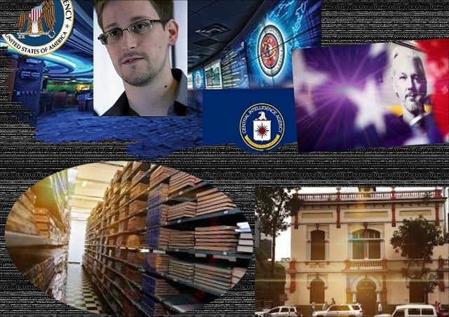 Efemérides del 9 de Junio: Es el Día Internacional de los Archivos. Abajo, imagen de un archivo y la antígua sede del Archivo General de la Nación de Venezuela. Arriba, el agente Snowden quien reveló archivos secretos de la CÍA. El comunicador Julian Assange también puso a la luz archivos de espionaje de los EEUU